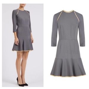 Madderson London Ida Ponte Fit & Flare Dress w/Gold Trim sz 6